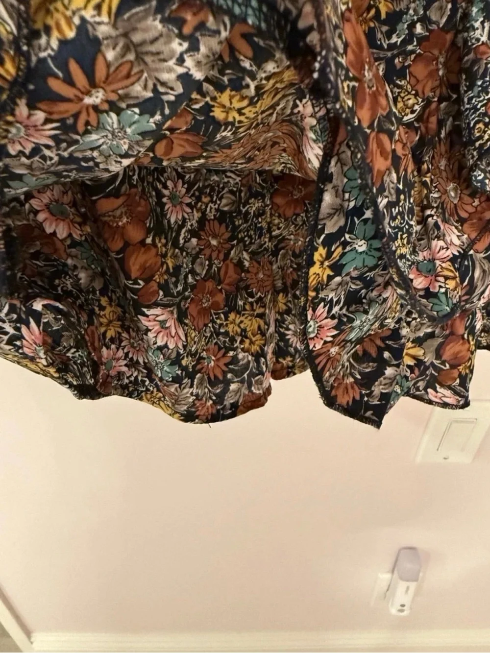 Nasty Gal Floral Off Shoulder Mini Dress 4 M SM Cold Shoulder Tie Sleeve Festiva - Picture 4 of 6